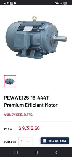 5 horse power / Electric PEWWE125-18-444T Premium Efficient Motor