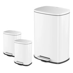 Qualiazero Step Trash Can 13 Gallon and two 1.3 Gallon Trash Cans