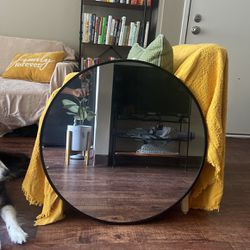 30 Inch Round Black Framed Mirror