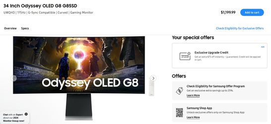 Samsung Odyssey OLED G8 34’ gaming monitor open box never used
