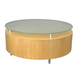 Krug Virtu Occasional Table with Raised Frosted Glass Top - Maple