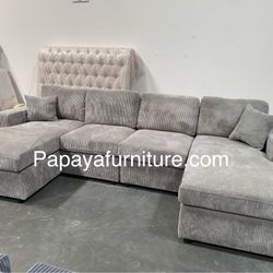 New! Plush U-Shaped Sectional, Sectionals, Sofa, Modular Sectional, Couch, Sofa, Sectional With Chaise, Double Chaise Sofa, Grey Sofa, Grey Couch Dime