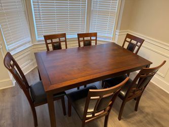 🍽️ Brand New Brown Solid Wooden 7- Piece Dining Table Set W/ Chairs | Pay After Delivery 🚚 