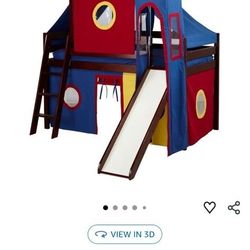 Castle Loft/Bunk Twin Bed With Slide