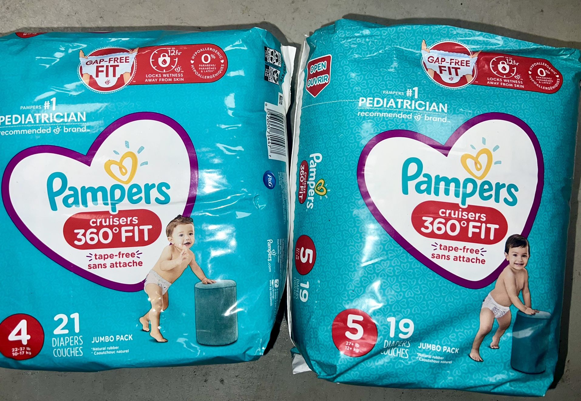 Pampers Cruisers 360 Diapers size 4 and size 5