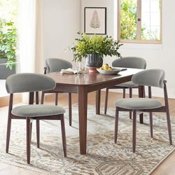 Solid Wooden Dining Chairs Set of 4,Modern Fabric Upholstered Dining Room Chair, Farmhouse Kitchen Chair with Foot Peg,green