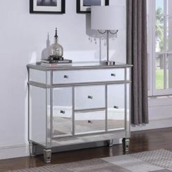 Brand New Mirror/Silver Accent Cabinet