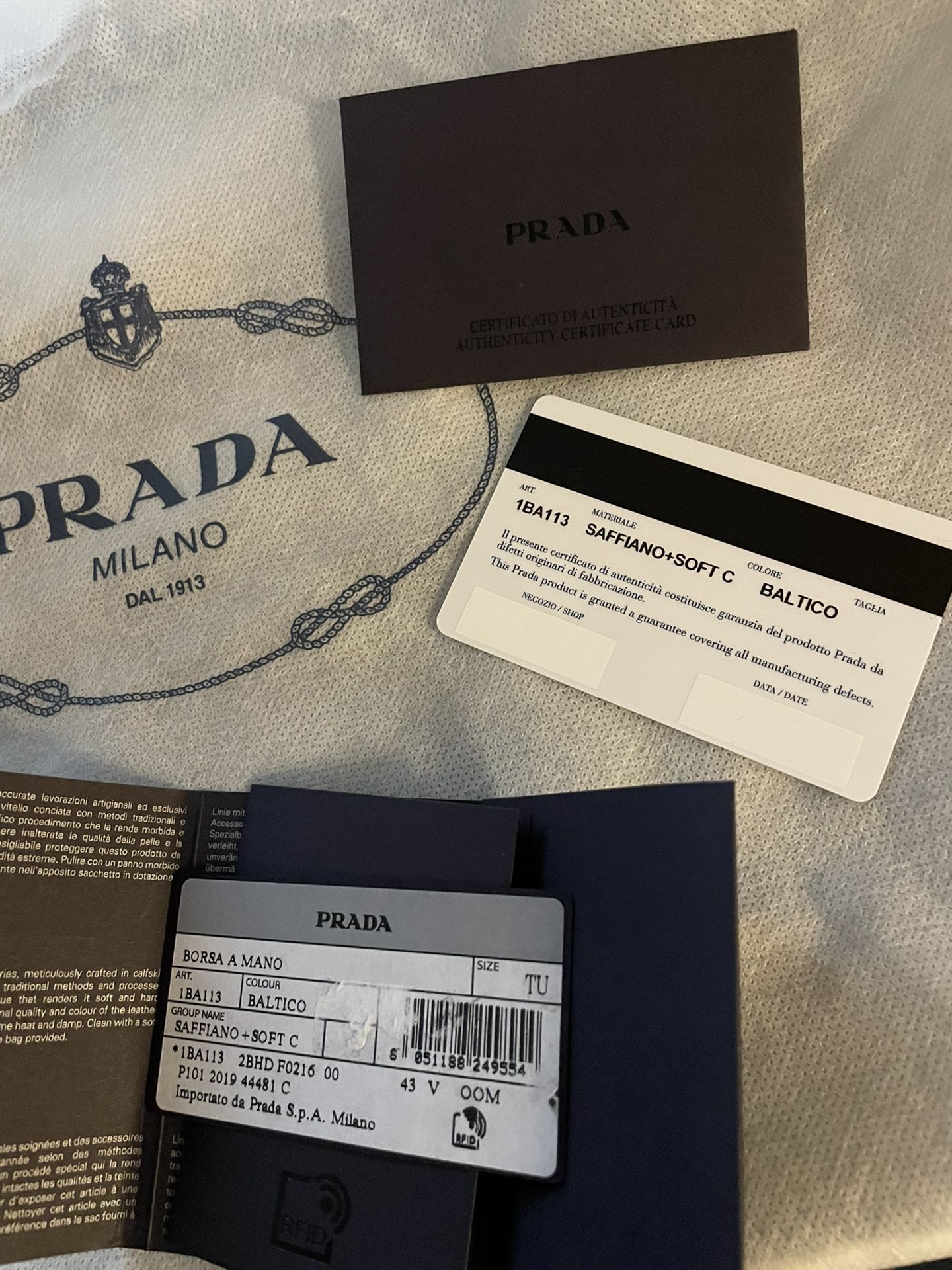 prada authenticity card green