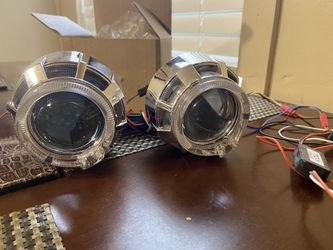 White/blue halo car headlights projectors