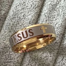 Jesus Wedding Ring New Gold Crucifix 