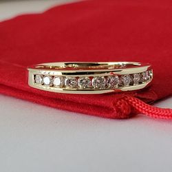 ❤️14k Size 8.5 Beautiful Solid Yellow Gold Genuine Diamond Band Ring!/ Anillo de Banda de Oro con Diamantes Genuinos! 👌🎁Post Tags: Anillo de Oro