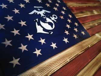 Wooden American Flag - Marine Corp
