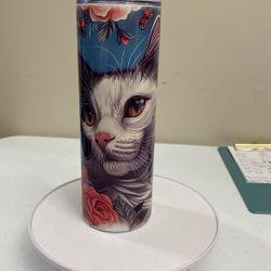 20 Ounce Tumblr, Cat, Flowers, And Butterfly,New  (T-208)