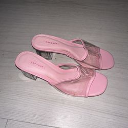 New Topshop barbie pink sandal heels, sip on heel