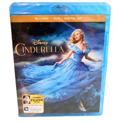 Cinderella Blu-ray + DVD + Digital HD 2015 New Factory Sealed W/Frozen Fever