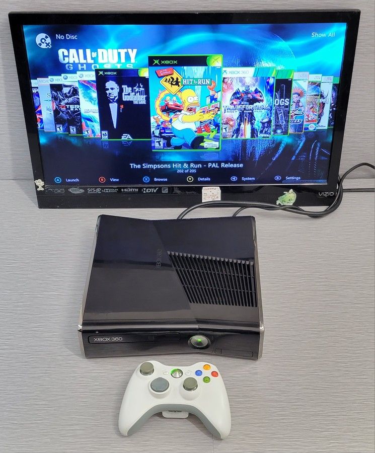 RGH Xbox 360 Slim 1TB Console With Control And Cables.