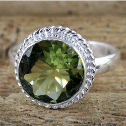 CERTIFIED 7.70CT GENUINE NATURAL OLIVE GREEN PERIDOT 925 STERLING SILVER RING 