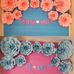 Pink Blue Paper Flowers 