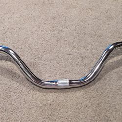 NEW CHROME BEACH CRUISER BICYCLE HANDLEBARS, 5-INCH RISE, 27.5 WIDE, 25.4 MM AT CENTER CLAMP