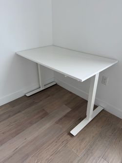 IKEA White Manual Standing Desk with Metal Frame