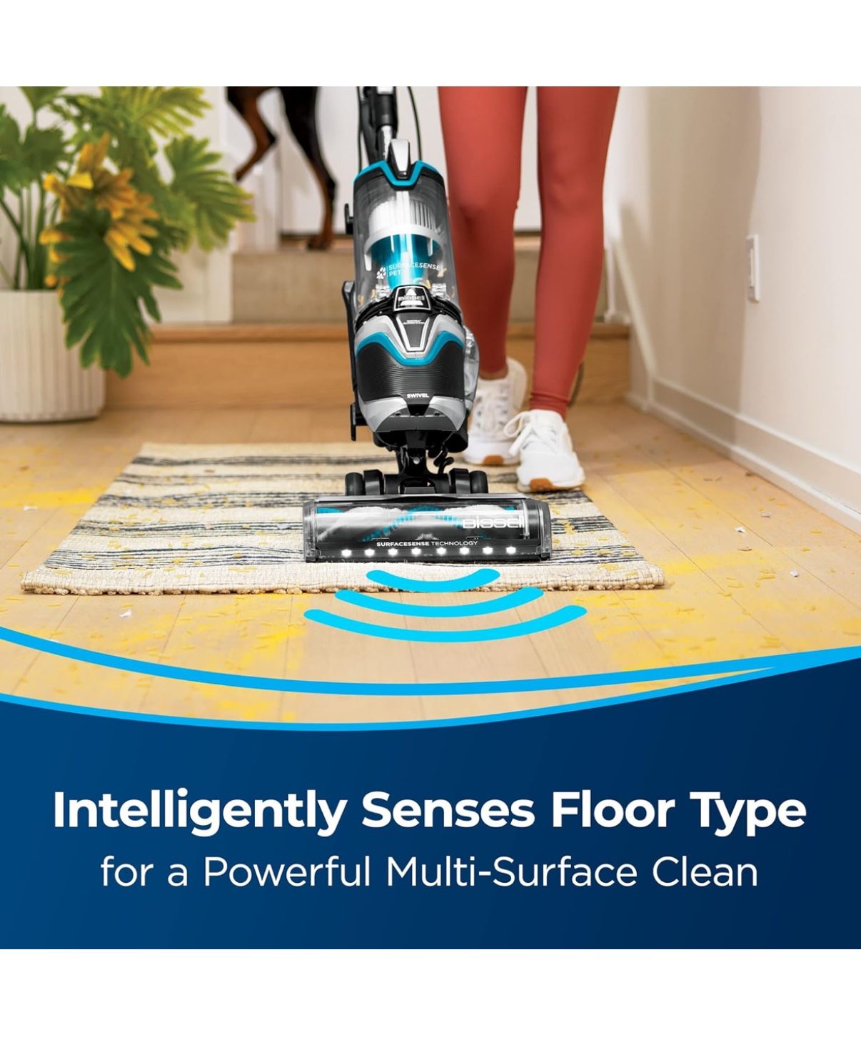 BISSELL SurfaceSense Pet Upright Vacuum, 28179, Tangle-Free Multi-Surface Brush Roll, LED Headlights, SmartSeal Allergen System, Specialized Pet Tools