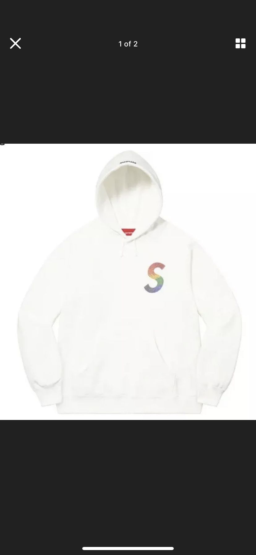 Supreme Swarovski S Logo Hooded Sweatshirt - White - Size Large