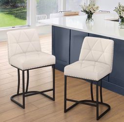 2X Beige Color  24” fabric barstools