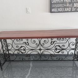 Walnut & wrought Iron Side table 
