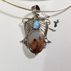 Gorgeous Floral Dendrite Agate Pendant