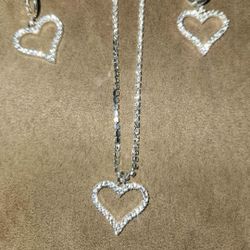 Rhinestone Heart Necklace Set
