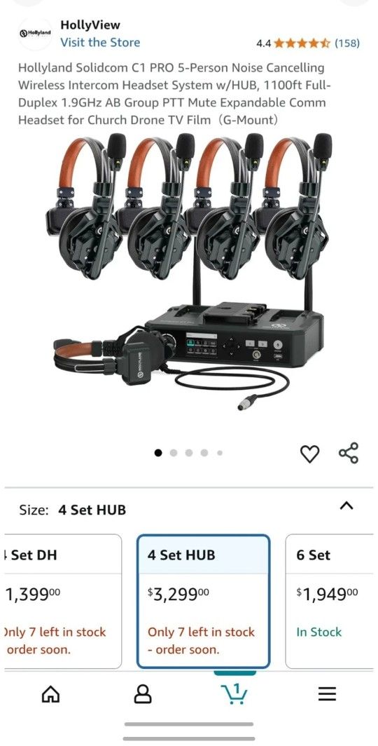 Hollyland Solidcom C1 PRO 5-User Wireless Headset Intercom System w/BaseStation