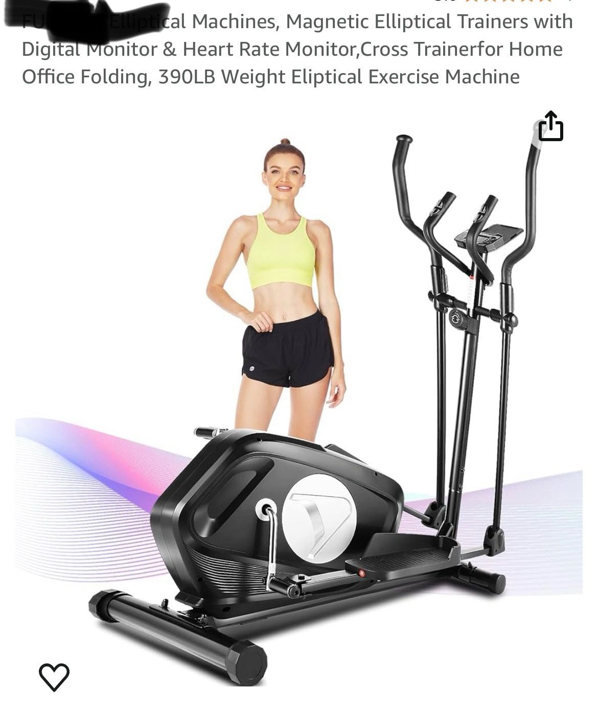 Magnetic Elliptical Trainers with Digital Monitor & Heart Rate Monitor,Cross Trainerfor Home Office Folding, 390LB Weight Eliptical Exercise Machine