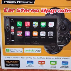 Power Acoustik Car Stereo Combo | Car Play/Android Auto Receiver & (4) 6.5" Speakers 