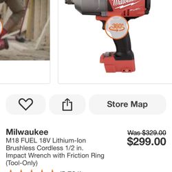 New Milwaukee 1/2 Inch Impact Wrench Tool Only