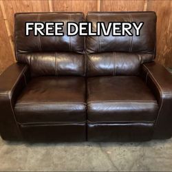 Electric Real Leather Recliner Loveseat - Free Delivery