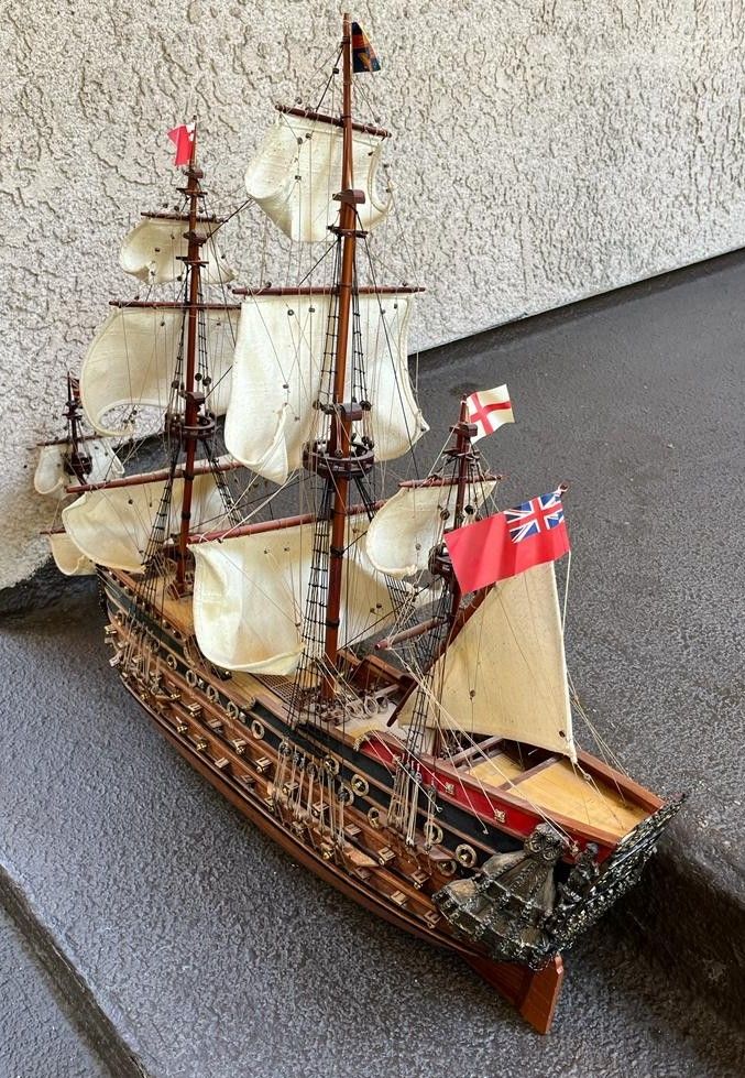 32" 1700's English Galleon Wood Model Ship With Cannons