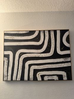 Black and White Abstract Swirl Canvas Wall Art