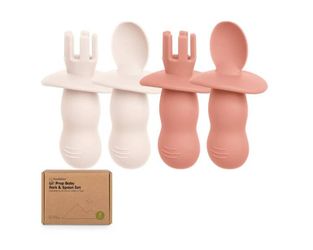Lil' Prep Baby Silicone Fork & Spoon Set - First Stage Utensils, 4-Piece