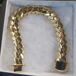12 mm Gold Cuban Link Bracelet With 12 mm 20" Gold Filled 10K Cuban Link Necklace 