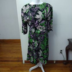 NWT, Elie Tahari Ladies Floral Metallic Blooms Dress Small