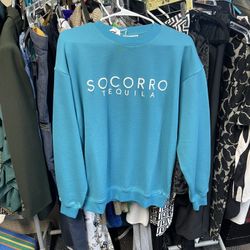 Socorro Tequila graphic crewneck sweatshirt in teal.