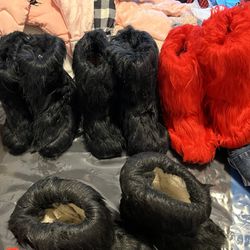 Fur Boots..(2 black pairs size 8 $45 ea. (1 pair are Sold) (Tan UGG with Fur size 8 $65) (Red Fur size 10 women $65)worn once)New Condition!!$60 T. W.