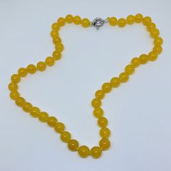 Yellow Amber Beaded Necklace