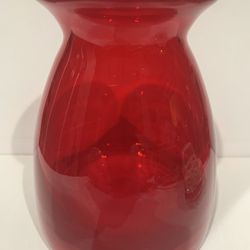 Ruby Red Blown Glass Flower Vase