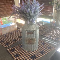 Farmhouse Metal Vase With Flowers 