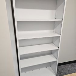 Metal Bookcases Storage White - Adjustable Shelves - 2 For Sale