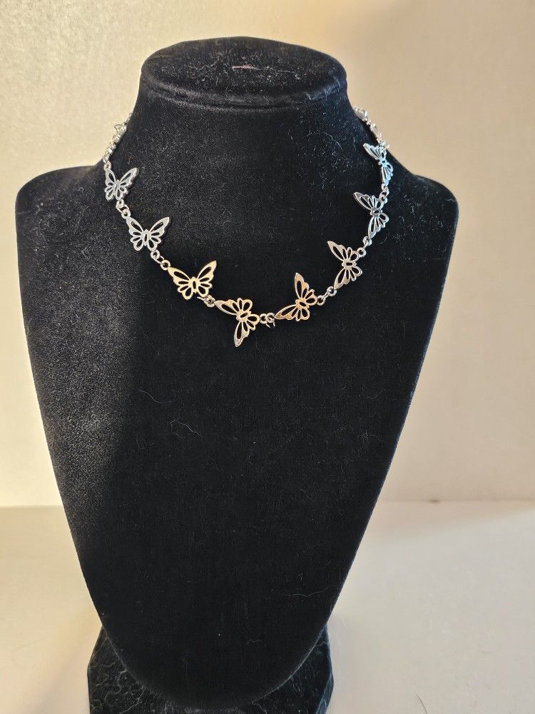 New Silver Butterfly Necklace