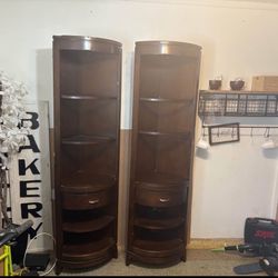 Tall corner solid wood 5 tier shelves