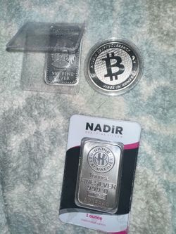 Silver bars and coins