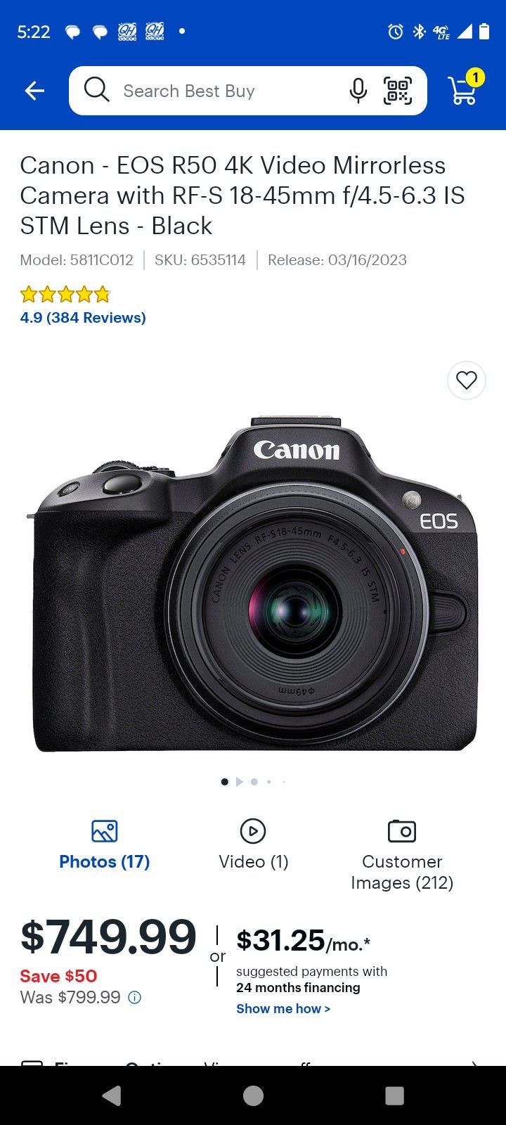 !!FLASH SALE!!! Canon EOS R50 4k Mirrorless Camera With Lens 